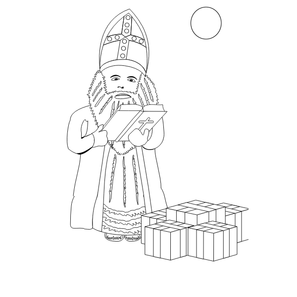 Sinterklaas with presents vector drawing