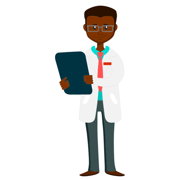 African Doctor Holding Clipboard 04