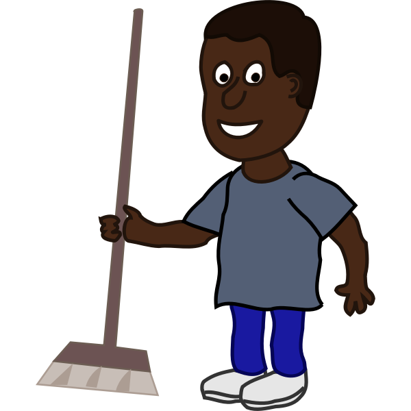 African man with broom