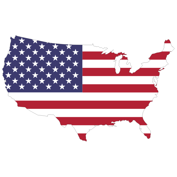 America Flag Map With Stroke