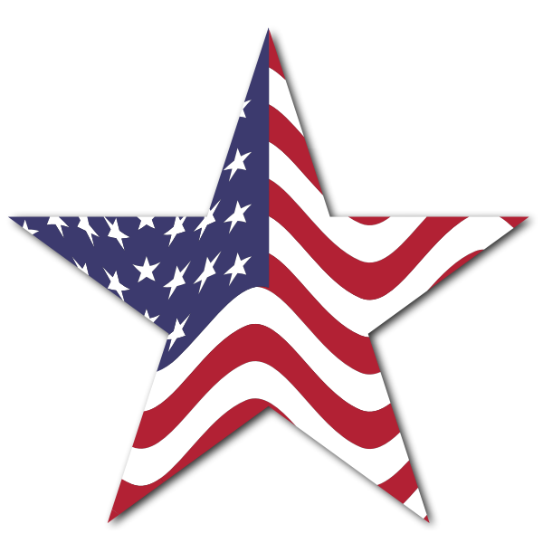 American Flag Star With Drop Shadow
