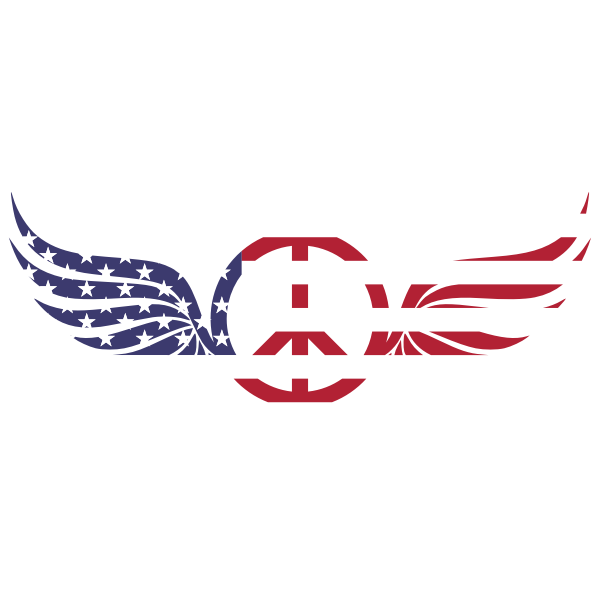 American Peace Sign With Wings