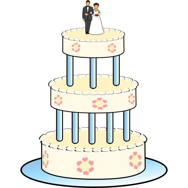 Free Vector | Cartoon wedding cake with topper