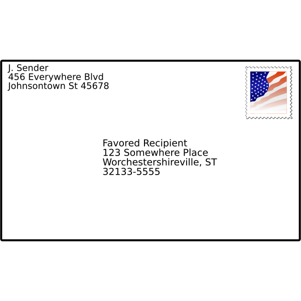 Vector illustration of addressed envelope with stamp