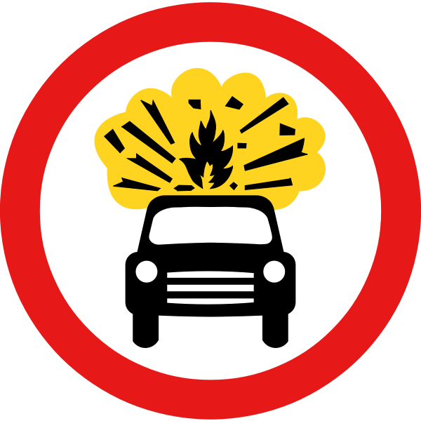 No vehicles carrying explosives vector sign