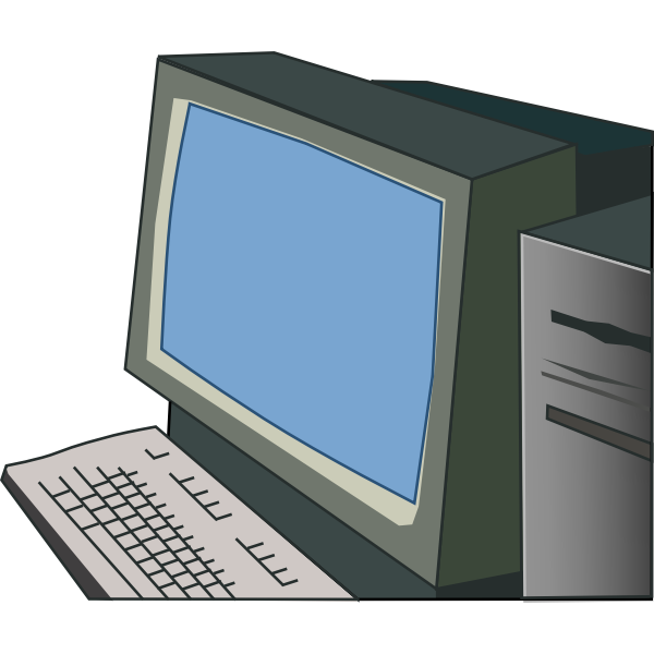 Desktop computer vector drawing