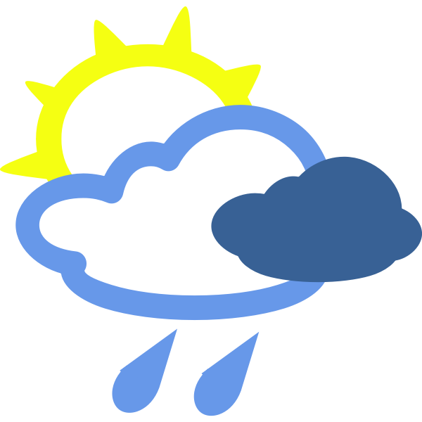 Sunny and rainy day weather symbol vector image