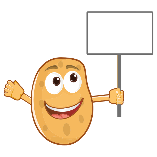 Anthropomorphic Potato Holding Sign | Free SVG