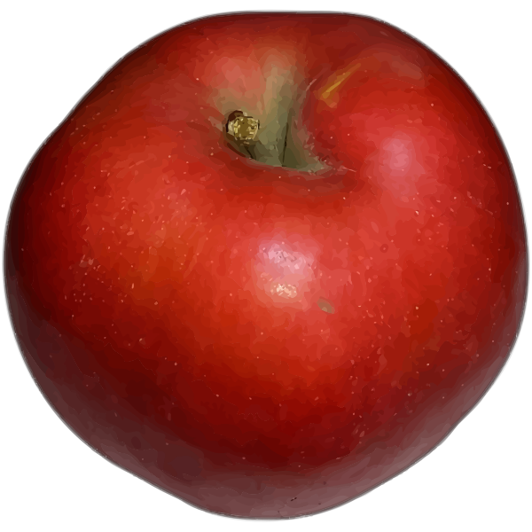 Red apple with green leaf