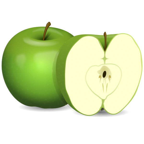 Vector image of apple and apple cut in half | Free SVG