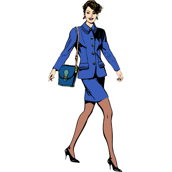 Vector drawing of business woman in a blue suit | Free SVG