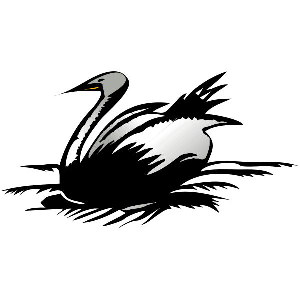 Line art vector image of swan