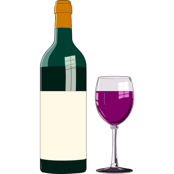 Wine Bottle And Glass Of Red Wine Vector Image Free Svg