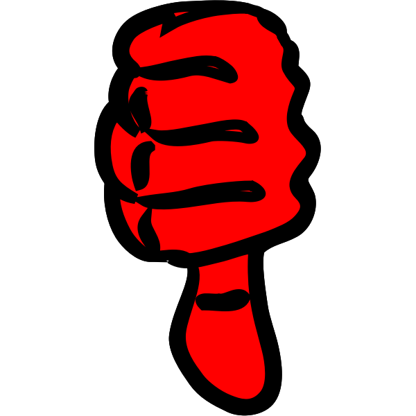 Vector image of strong red hand thumbs down