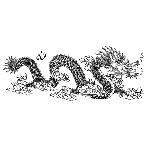 Asian Dragon Line Art