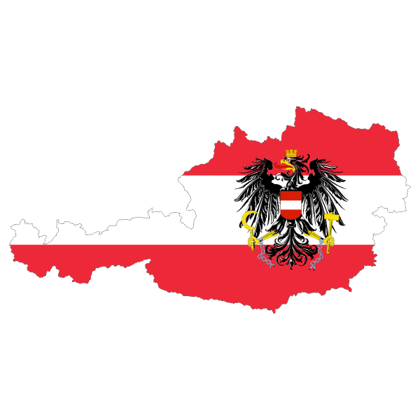Austria Map Flag With Stroke And Coat Of Arms