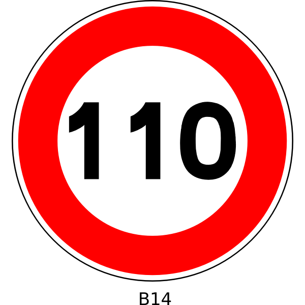 Vector drawing of 110 speed limitation traffic sign