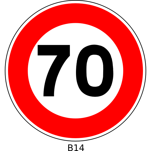 Vector image of 70 speed limitation traffic sign