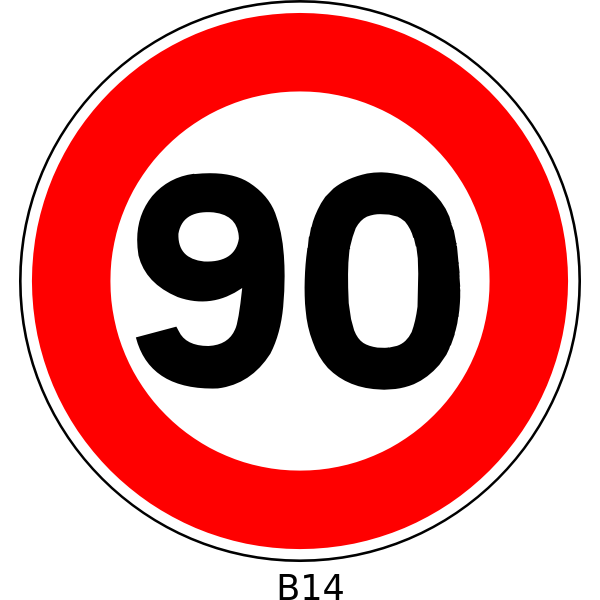 Vector Illustration Of 90 Speed Limitation Traffic Sign Free SVG