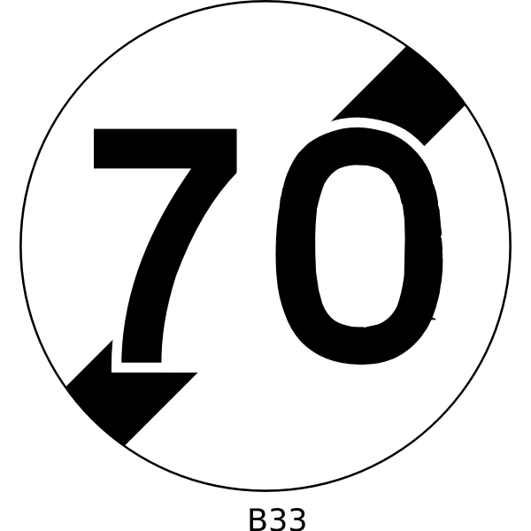 Vector illustration of 70 mph speed limit ends traffic sign