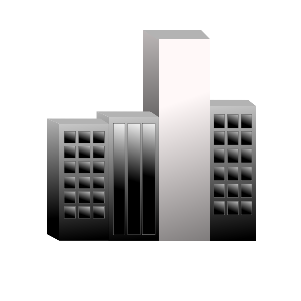 Vector graphics of group of buildings with one lighter than the others