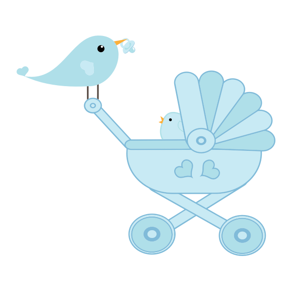 Bird taking care of its baby clip art