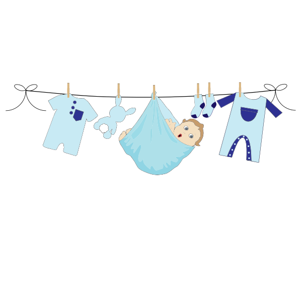 Baby boy hanging on a clothesline | Free SVG