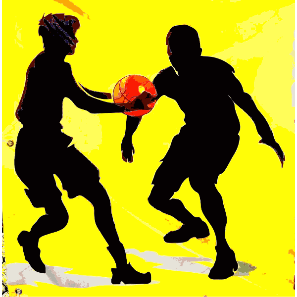 Basketball game scene silhouette vector sketch drawing