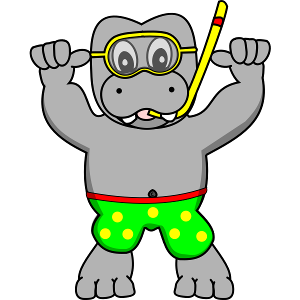 Download Snorkeling Hippo Vector Image Free Svg