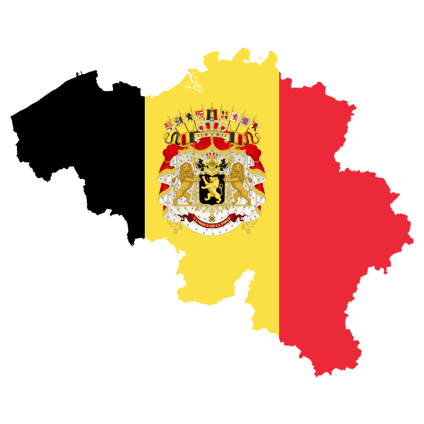 Belgium Map Flag With Coat Of Arms
