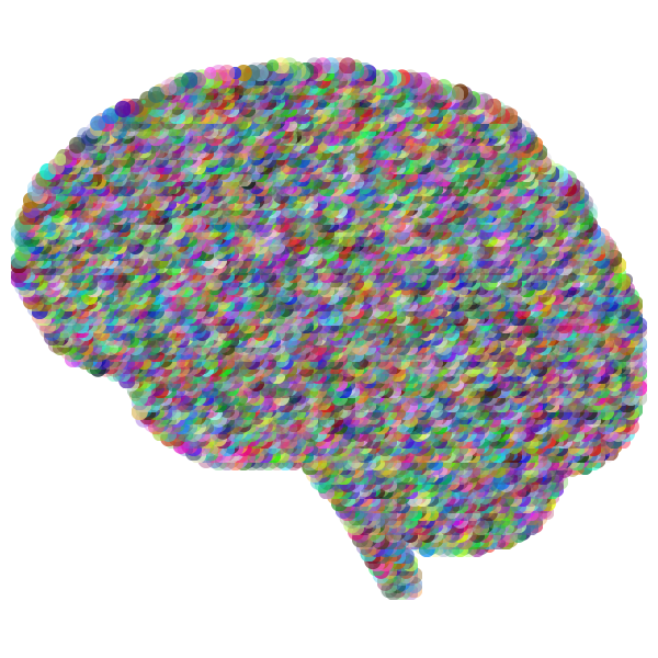 Human brain silhouette prismatic pattern