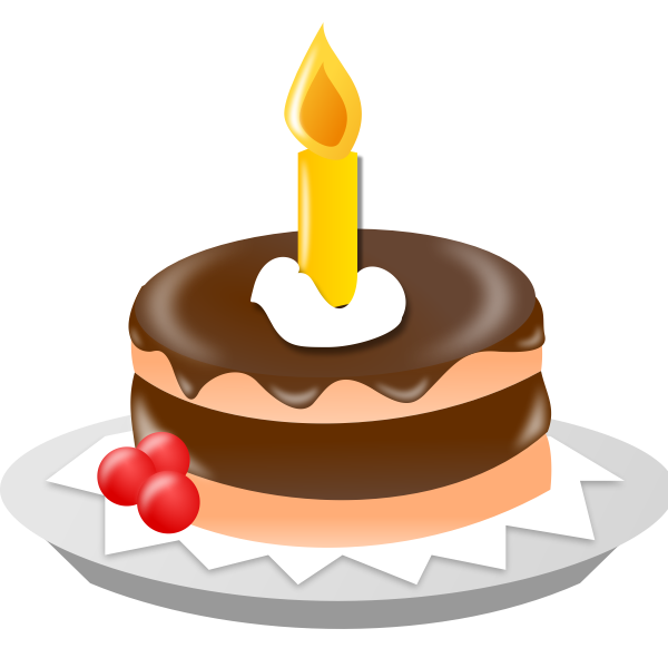 Birthday cake with candle vector clip art