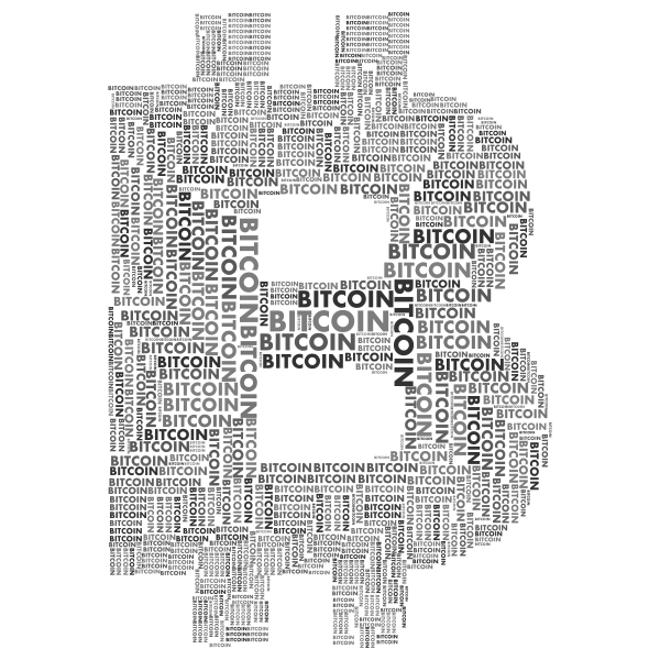 Bitcoin Logo Word Cloud Grayscale