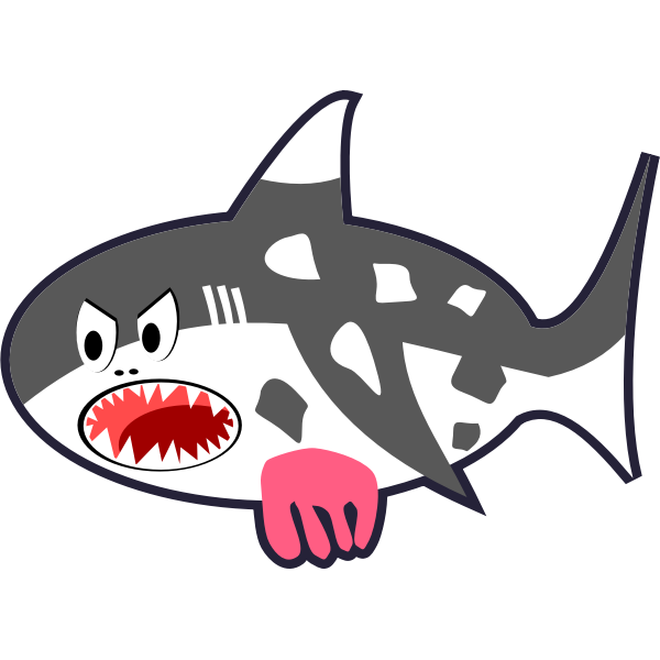Black White Red Cartoon Shark Cow | Free SVG