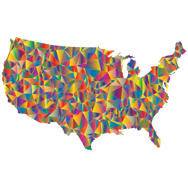 Blended Colorful Low Poly America USA Map