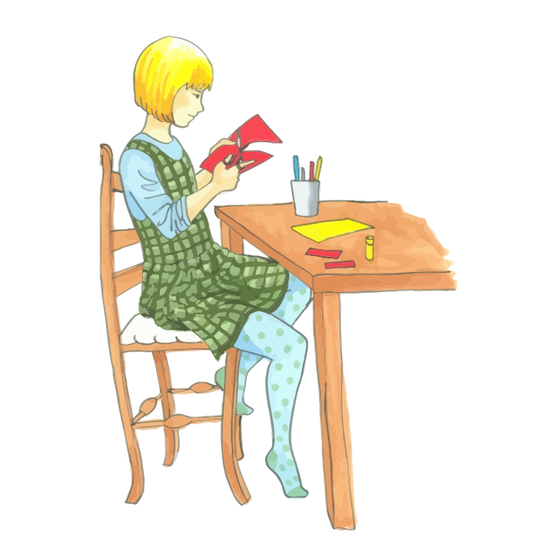 Blonde girl doing Crafts At A Table