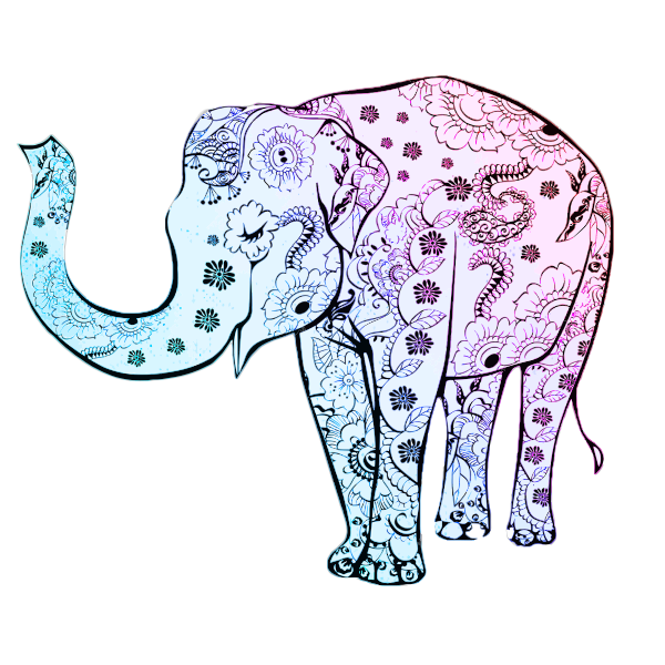 Blue floral elephant vector graphics