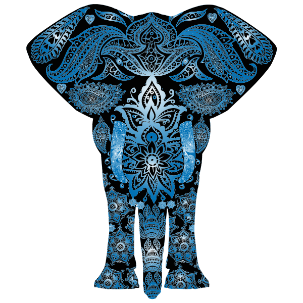 Blue Floral Pattern Elephant