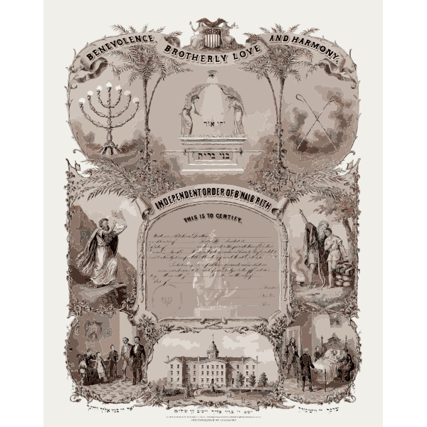 Bnai Brith membership certificate 1876