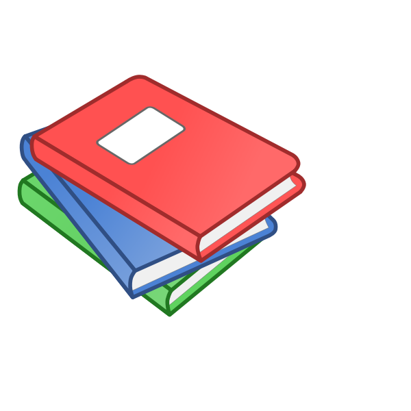 Clip art of stack of three books with labels