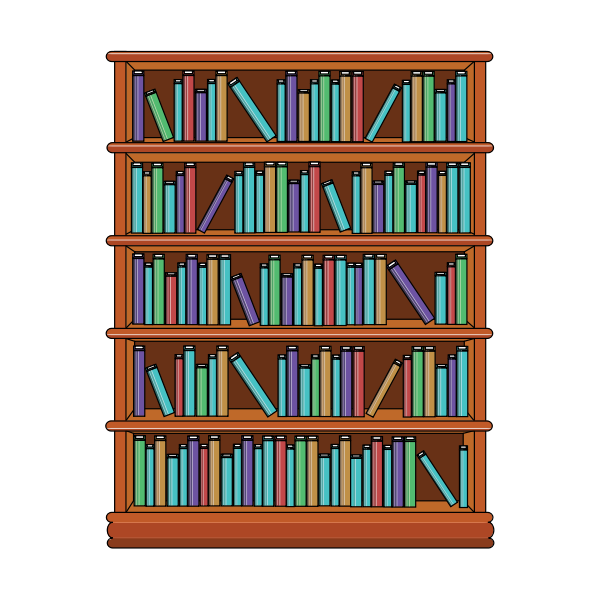 Bookshelf with books image