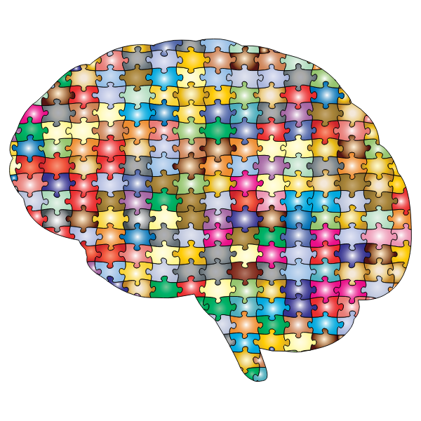 Brain Jigsaw Puzzle Prismatic With Stroke 2 | Free SVG