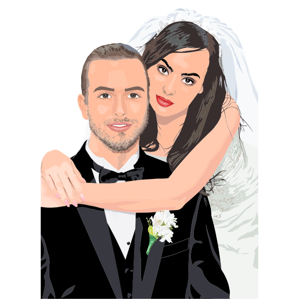 Bride and groom wedding portrait