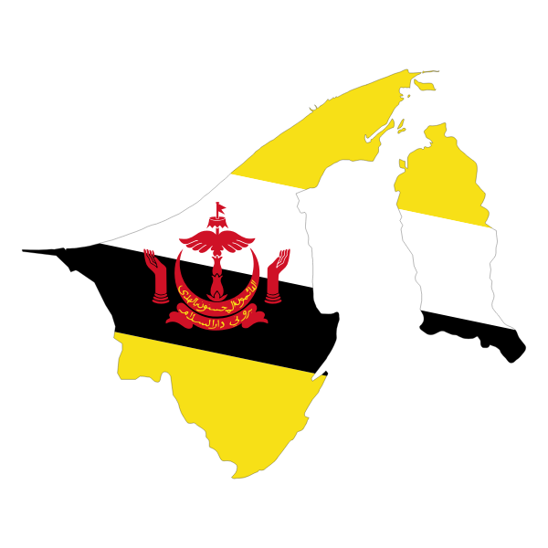 Brunei Map Flag With Stroke
