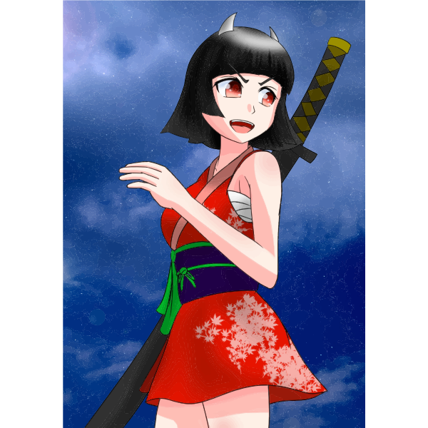 Anime girl warrior | Free SVG