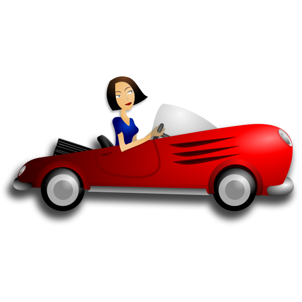 Brunette girl driving coupe vector image