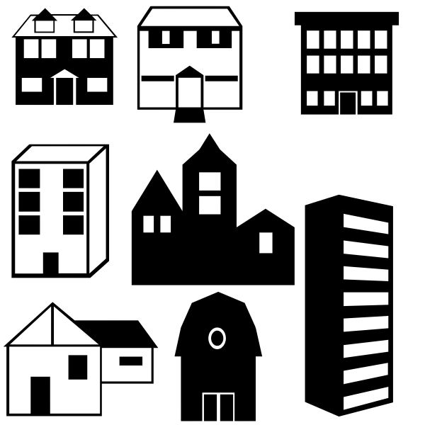 Vector image of set of building silhouettes