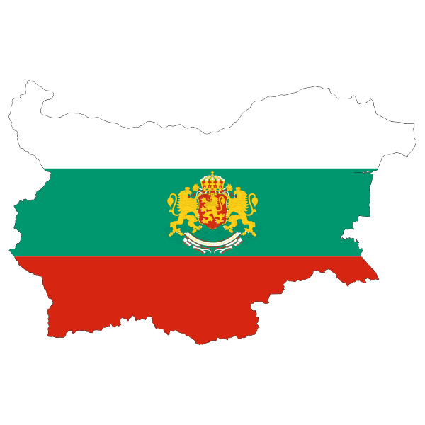 Bulgaria Map Flag With Stroke And Coat Of Arms