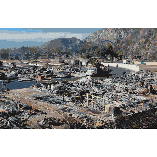 Burned mobile home neighborhood in California edit ...