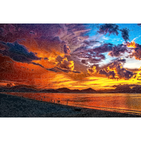 Low Poly Oceanscape Sunset Free Svg